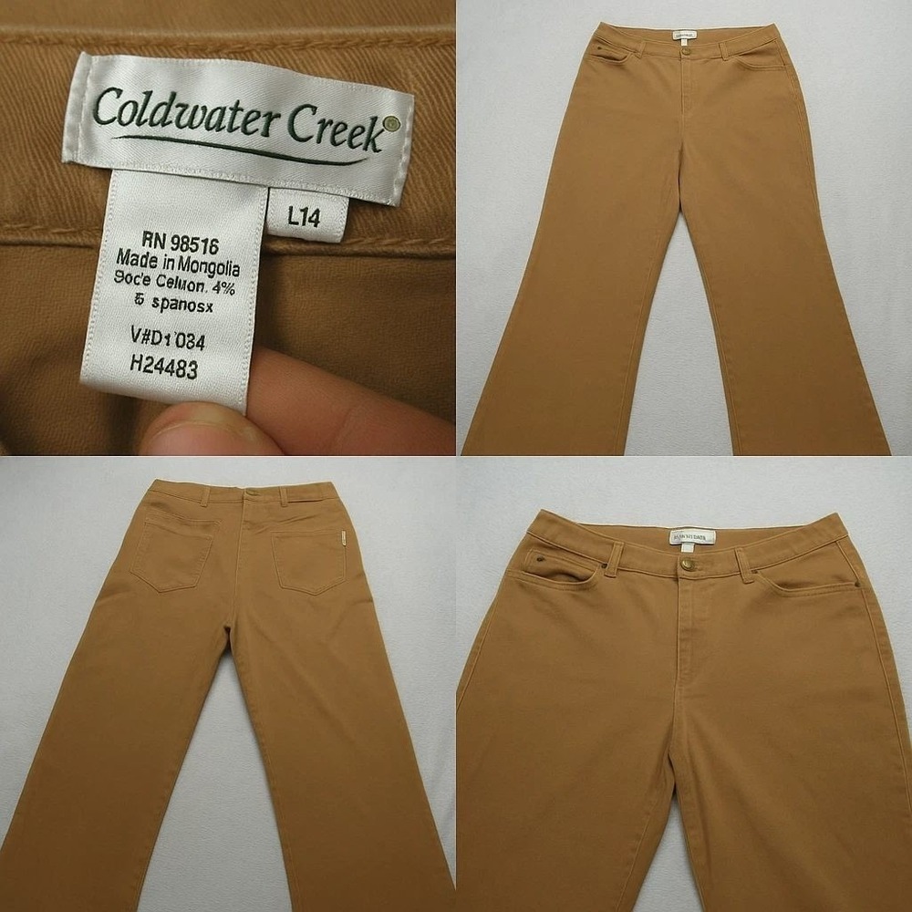 Coldwater Creek Pants Womens Large 14 Brown Shape Me Baggy Relaxed Boot 35x33